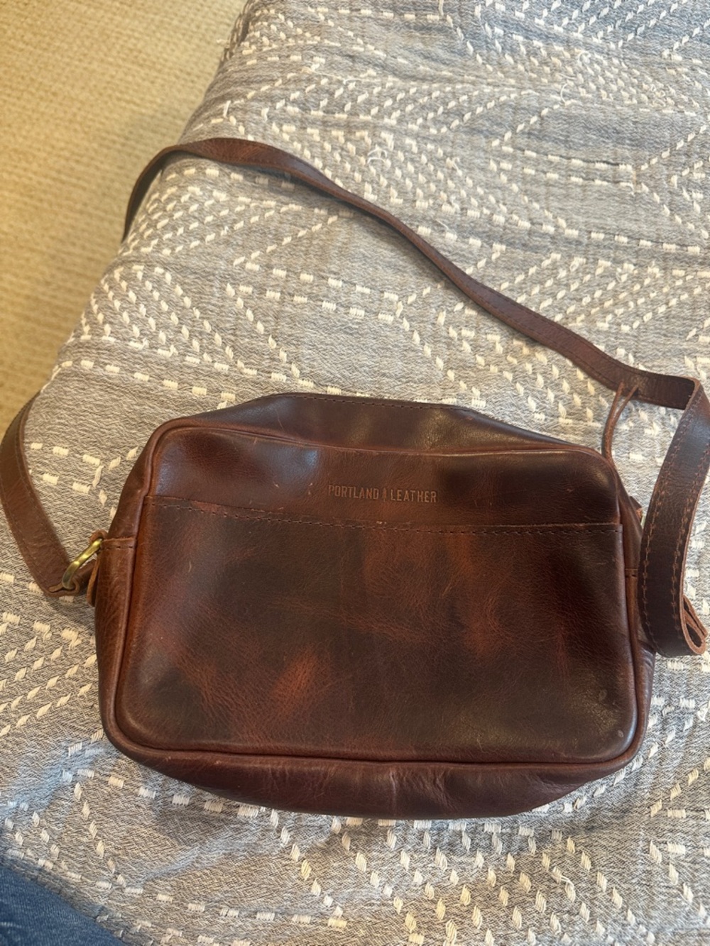 Portland Leather Brown Leather Messenger Crossbody Bag
